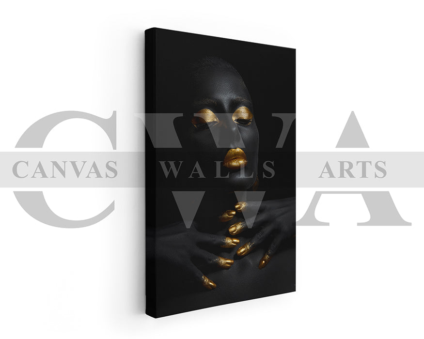 Gold and Black Woman Canvas Wall Art Canvas Frame Ready To Hang