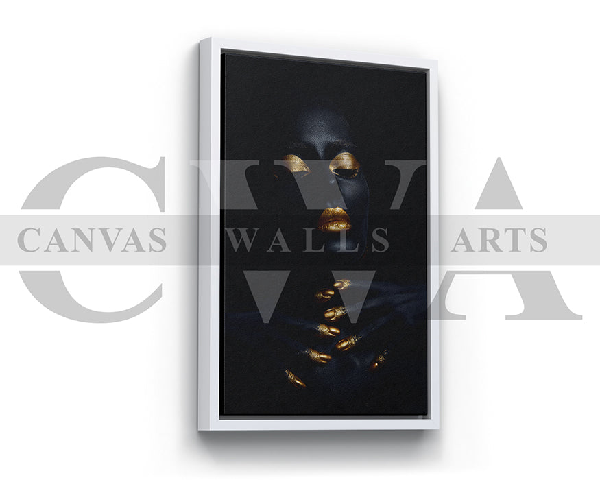 Gold and Black Woman Canvas Wall Art Canvas Frame Ready To Hang