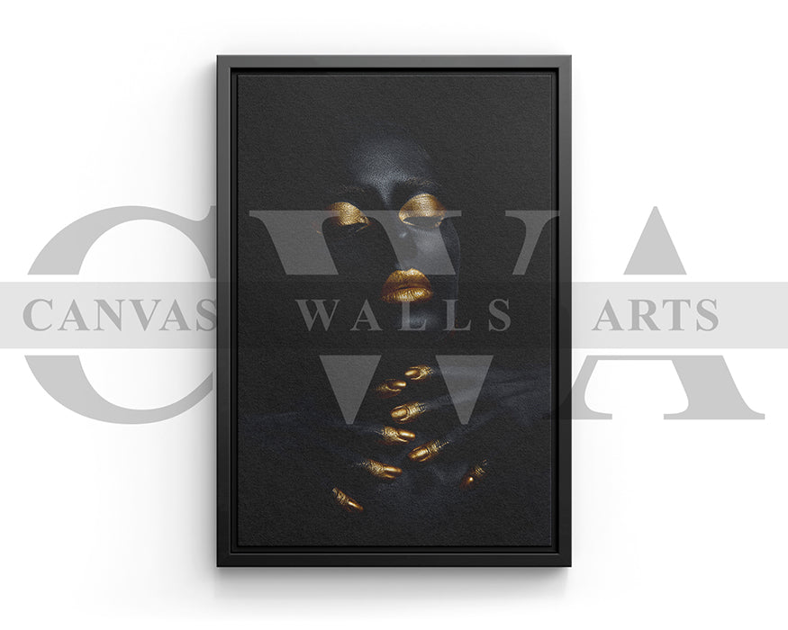 Gold and Black Woman Canvas Wall Art Canvas Frame Ready To Hang