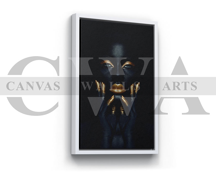 Gold and Black Woman Canvas Wall Art African Poster Print