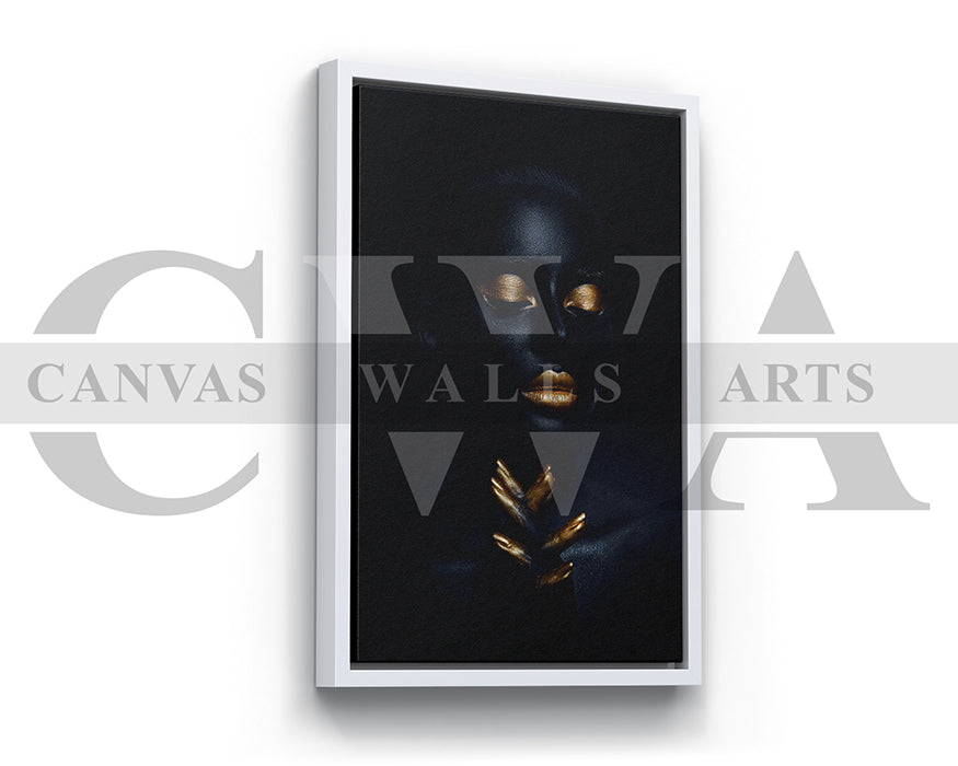 Gold and Black Woman Canvas Wall Art African Girl Art