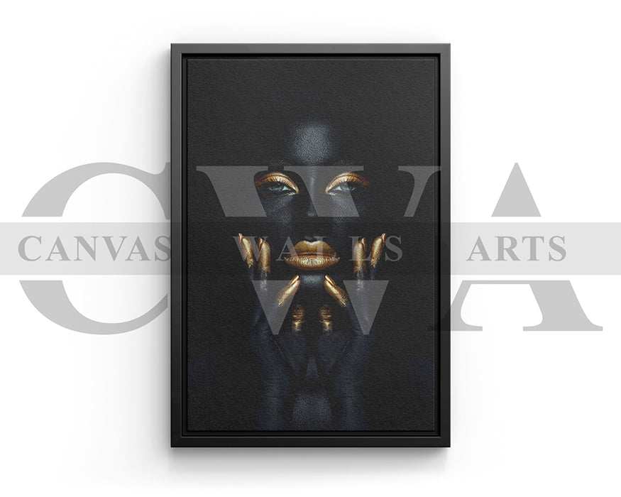 Gold and Black Woman Canvas Wall Art African Poster Print