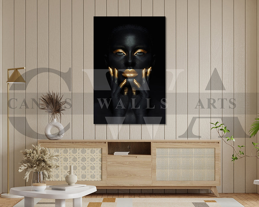 Gold and Black Woman Canvas Wall Art African Poster Print