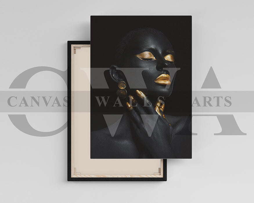 Gold and Black Woman Canvas Wall Art