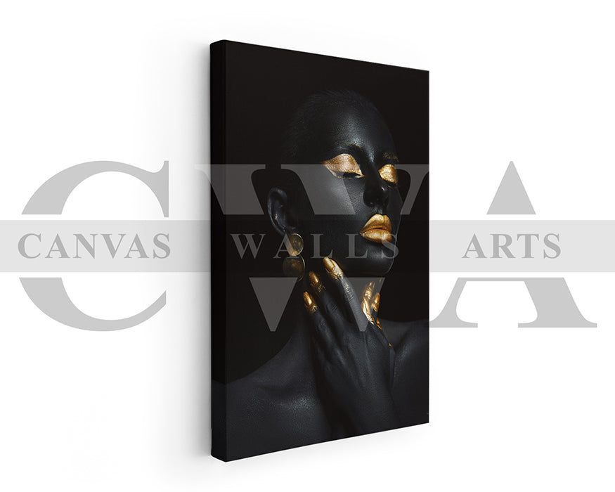 Gold and Black Woman Canvas Wall Art