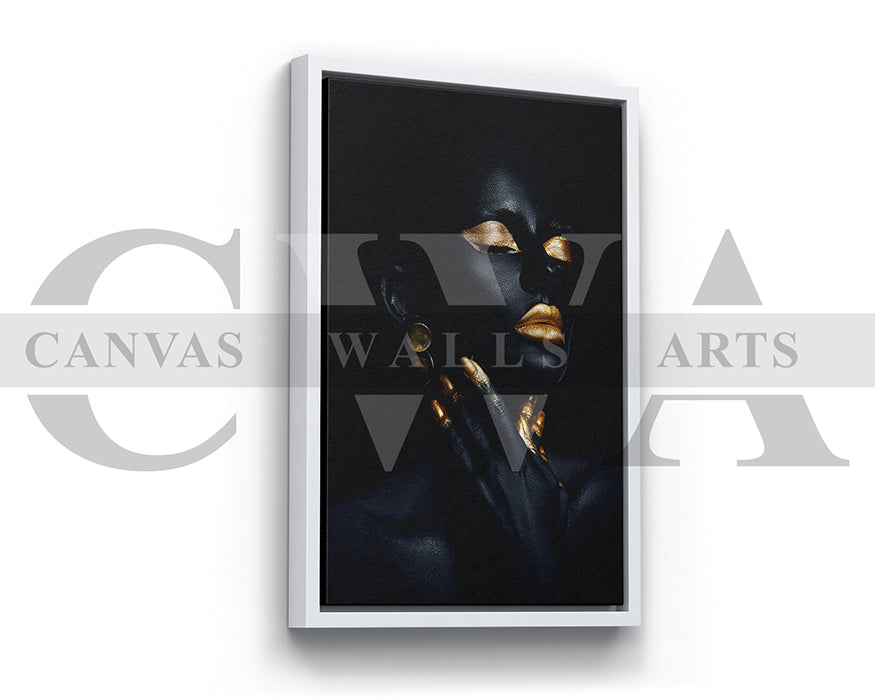 Gold and Black Woman Canvas Wall Art