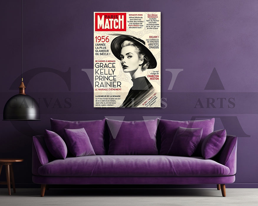 Grace Kelly Paris Match Canvas Wall Art