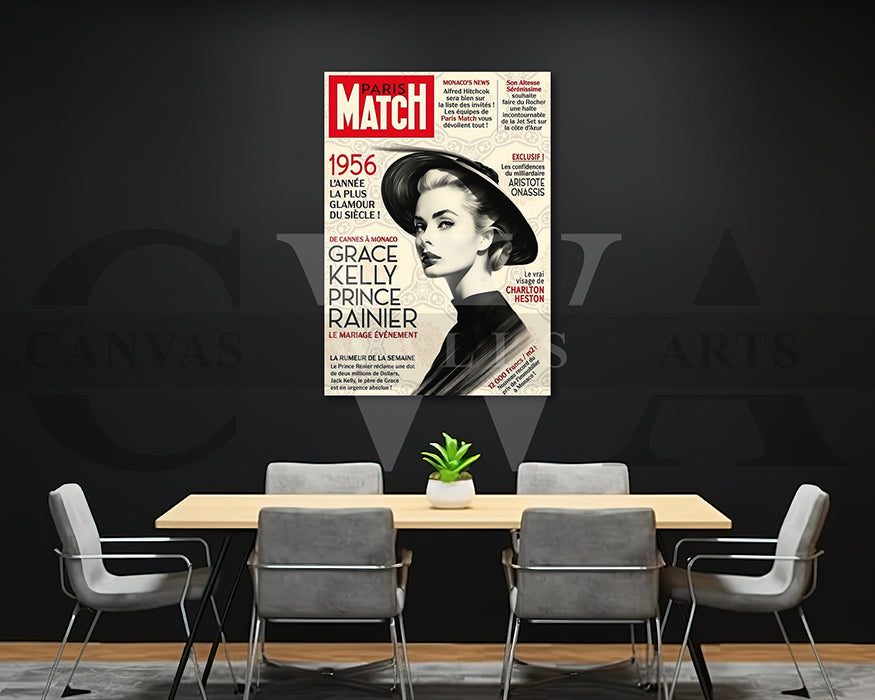 Grace Kelly Paris Match Canvas Wall Art