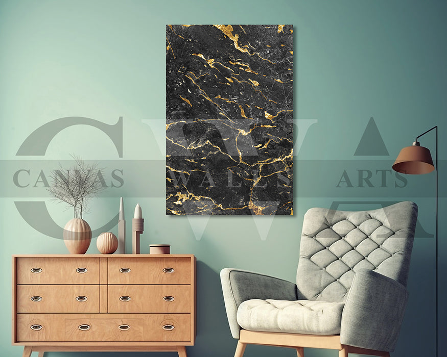 Gray and Gold Marble Canvas Wall Art