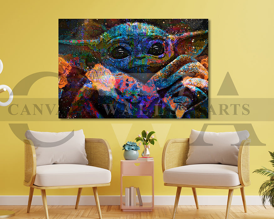 Grogu Canvas Wall Art Abstract Movie Poster Print