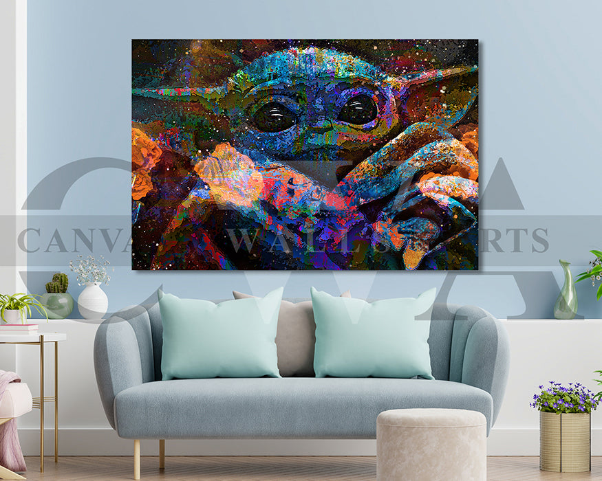 Grogu Canvas Wall Art Abstract Movie Poster Print