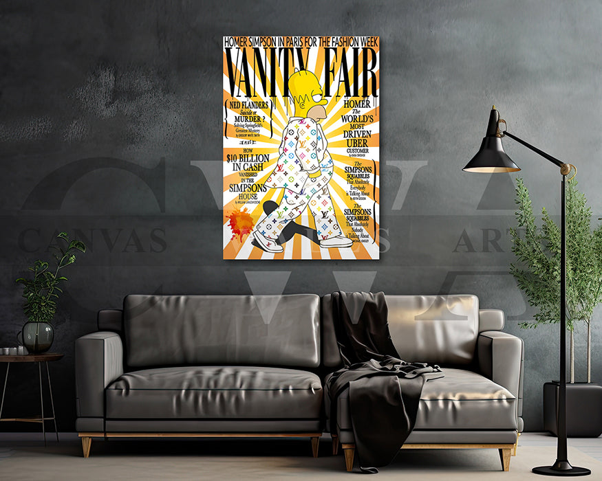 Homer Simpson Fashion Week Canvas Wall Art Luxury Pop Art Decor