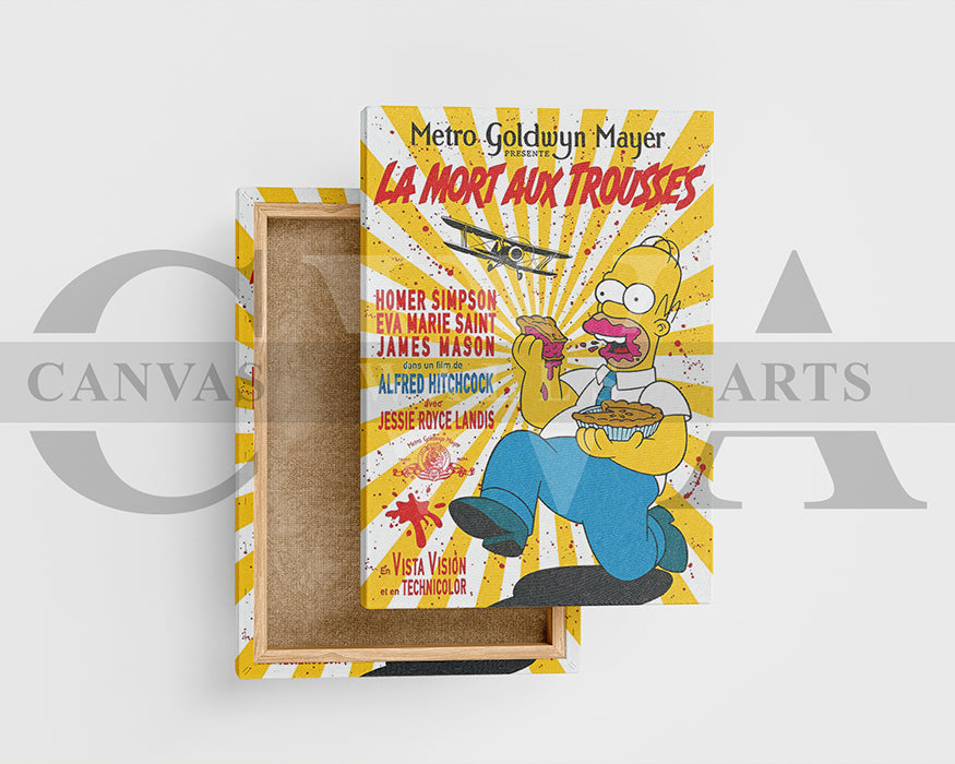 Homer Simpson La Mort Aux Trousses Canvas Wall Art