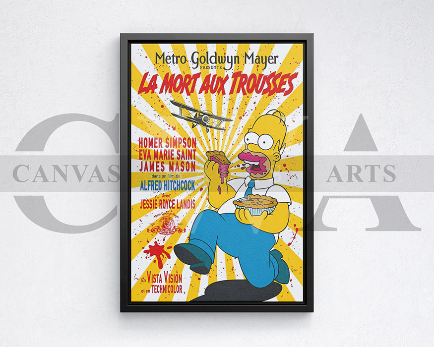 Homer Simpson La Mort Aux Trousses Canvas Wall Art