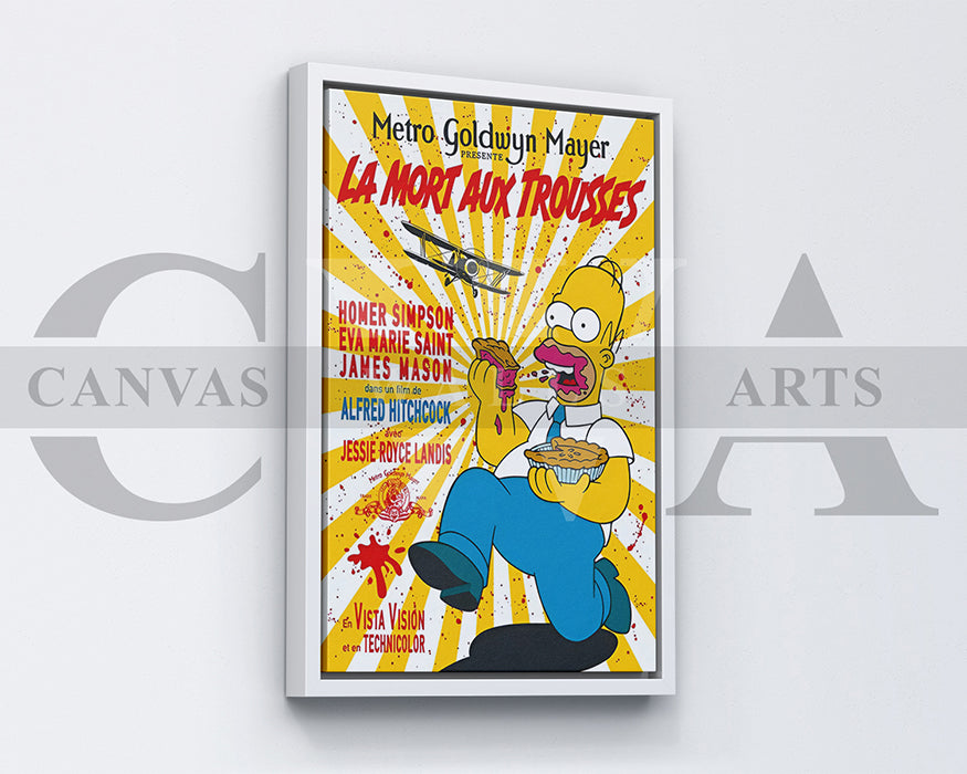Homer Simpson La Mort Aux Trousses Canvas Wall Art