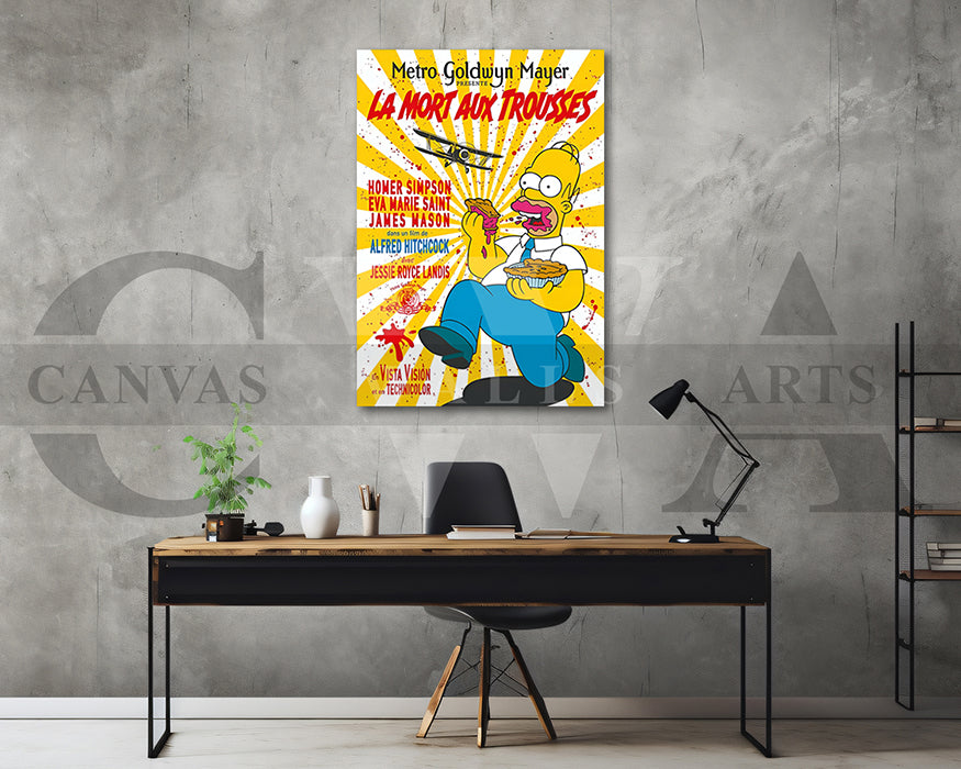 Homer Simpson La Mort Aux Trousses Canvas Wall Art