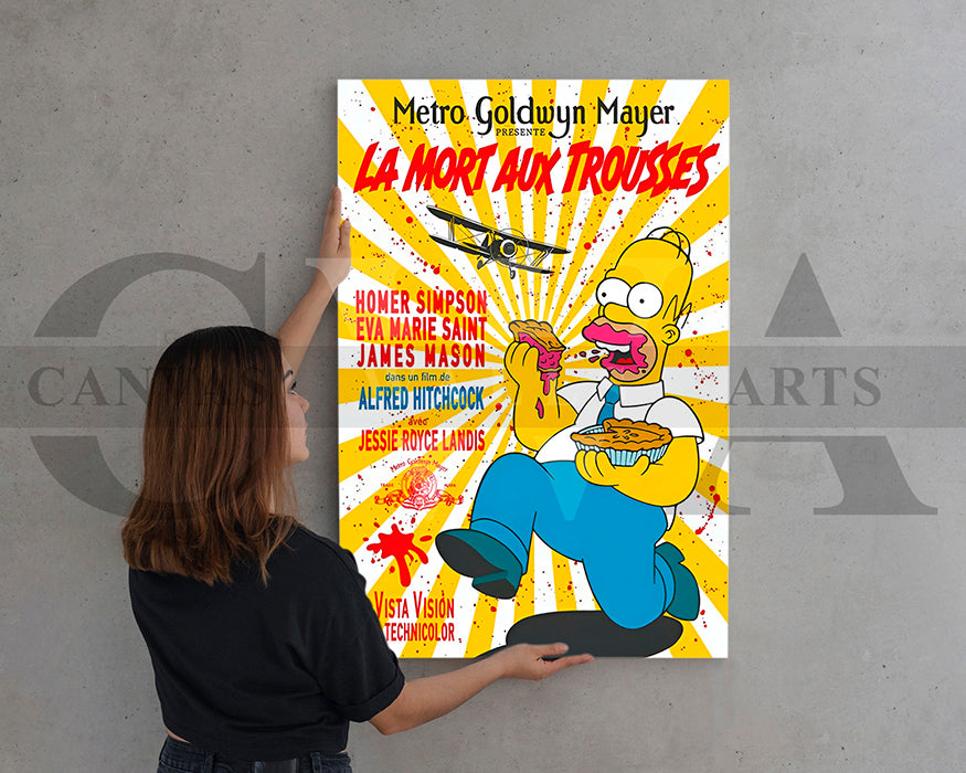 Homer Simpson La Mort Aux Trousses Canvas Wall Art