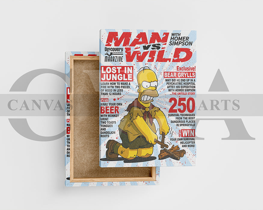 Homer Simpson Man VS Wild Canvas Wall Art