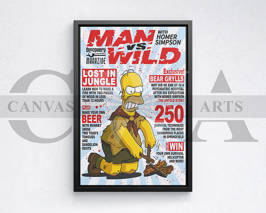 Homer Simpson Man VS Wild Canvas Wall Art