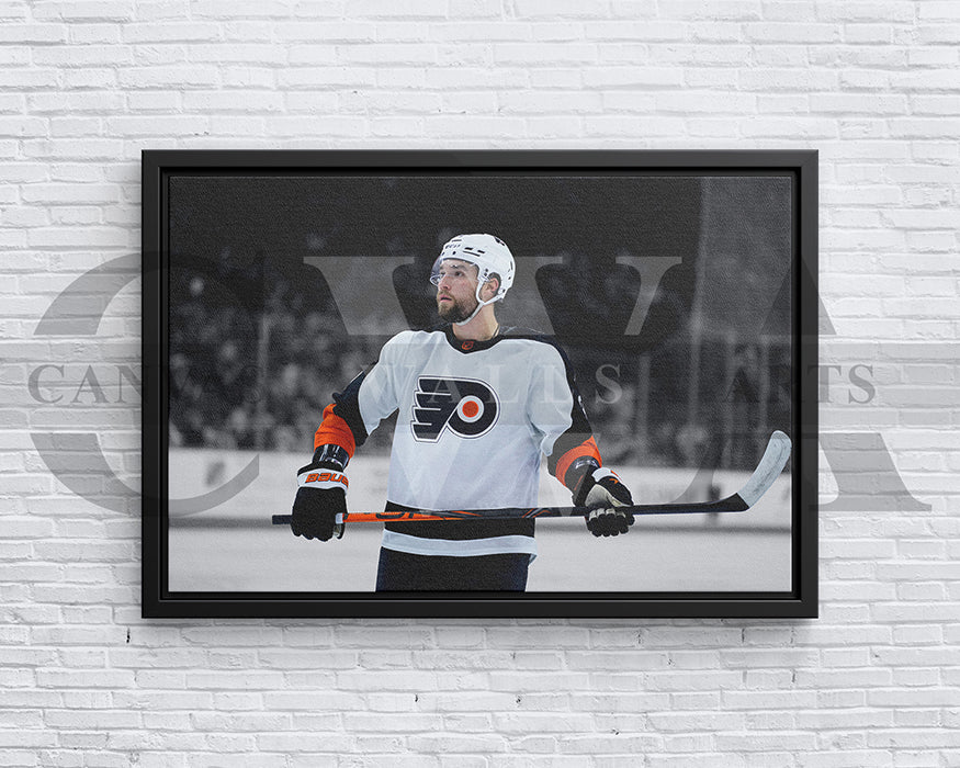 Ivan Provorov Black & White Canvas Art Ice hockey Canvas Wall Art