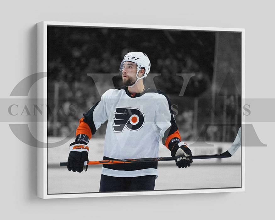 Ivan Provorov Black & White Canvas Art Ice hockey Canvas Wall Art