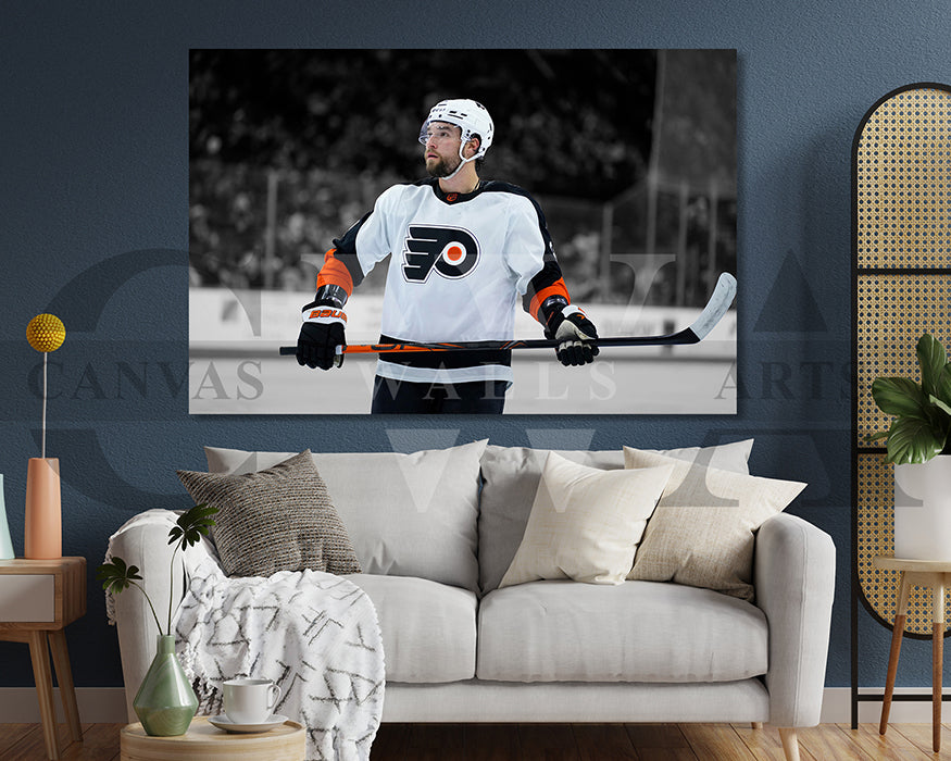Ivan Provorov Black & White Canvas Art Ice hockey Canvas Wall Art