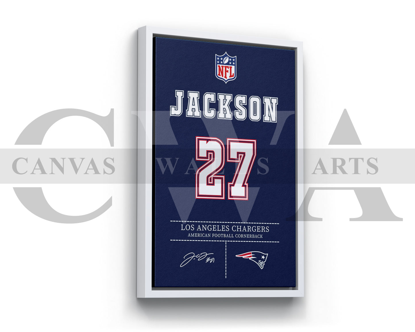 J.C. Jackson Canvas Wall Art NFL Jersey Poster American Football Sports Canvas Wall Art (Copy)