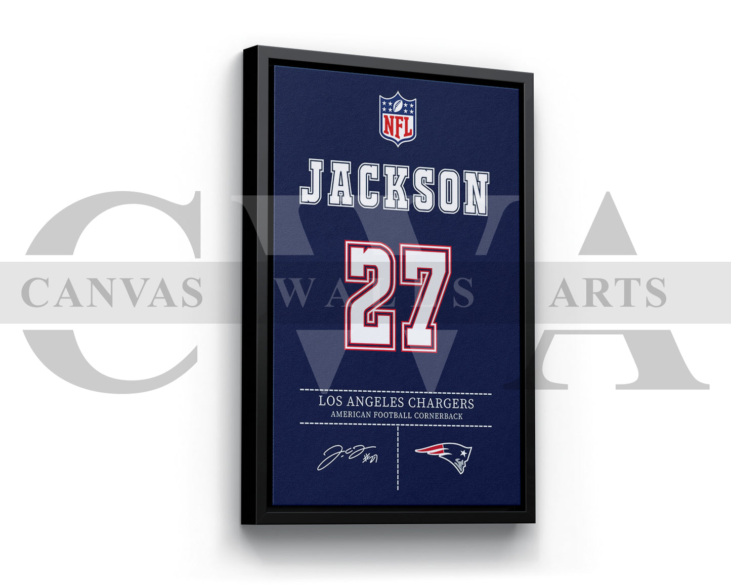 J.C. Jackson Canvas Wall Art NFL Jersey Poster American Football Sports Canvas Wall Art (Copy)