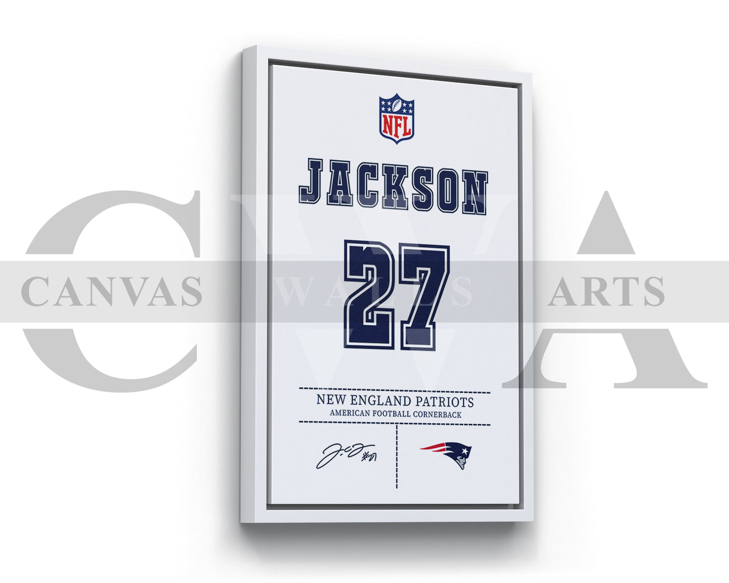 J.C. Jackson Canvas Wall Art NFL Jersey Poster Canvas Frame Ready To Hang
