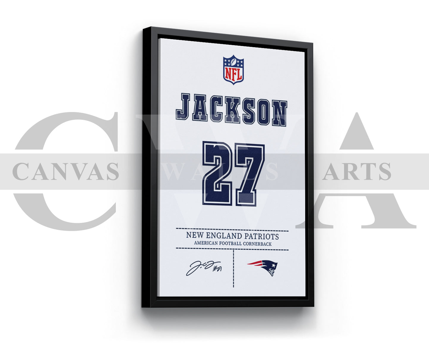 J.C. Jackson Canvas Wall Art NFL Jersey Poster Canvas Frame Ready To Hang
