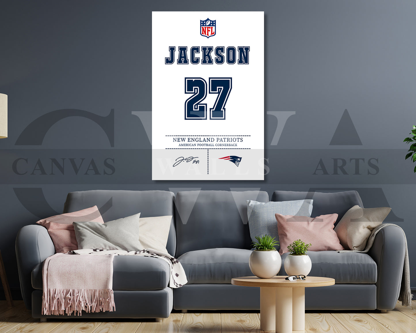 J.C. Jackson Canvas Wall Art NFL Jersey Poster Canvas Frame Ready To Hang