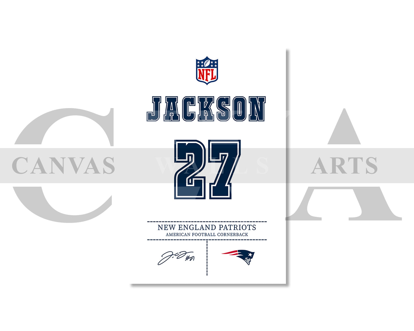 J.C. Jackson Canvas Wall Art NFL Jersey Poster Canvas Frame Ready To Hang