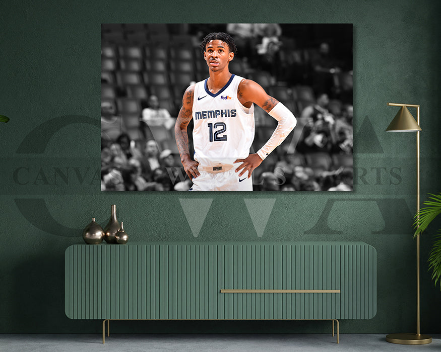 Ja Morant Black & White Canvas Art Basketball Canvas Wall Art