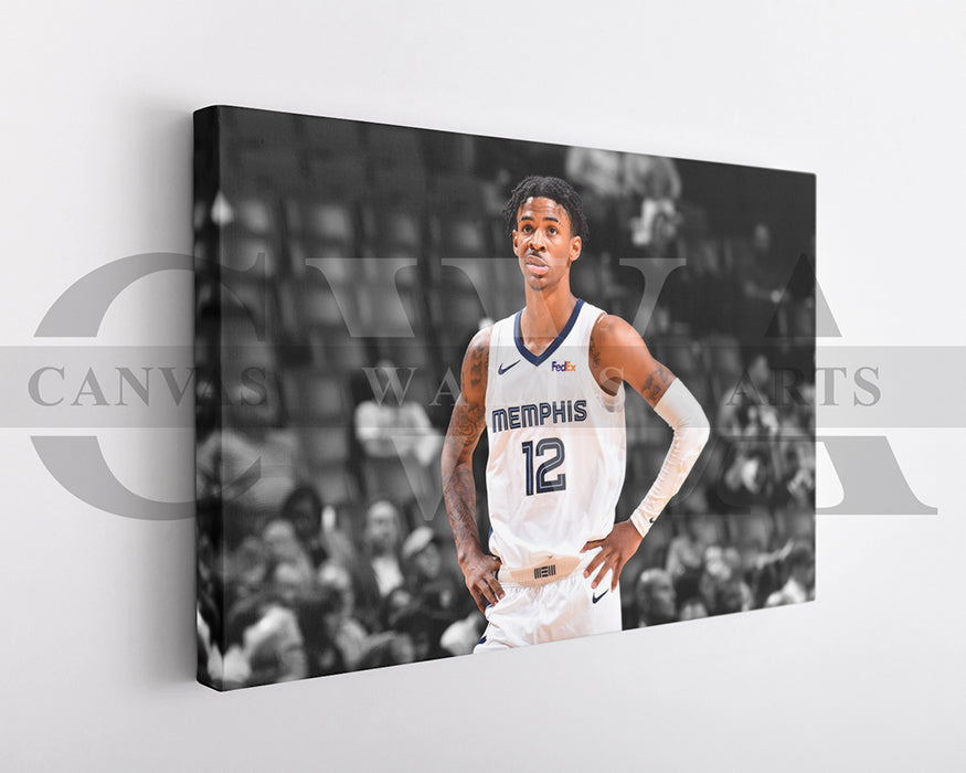 Ja Morant Black & White Canvas Art Basketball Canvas Wall Art