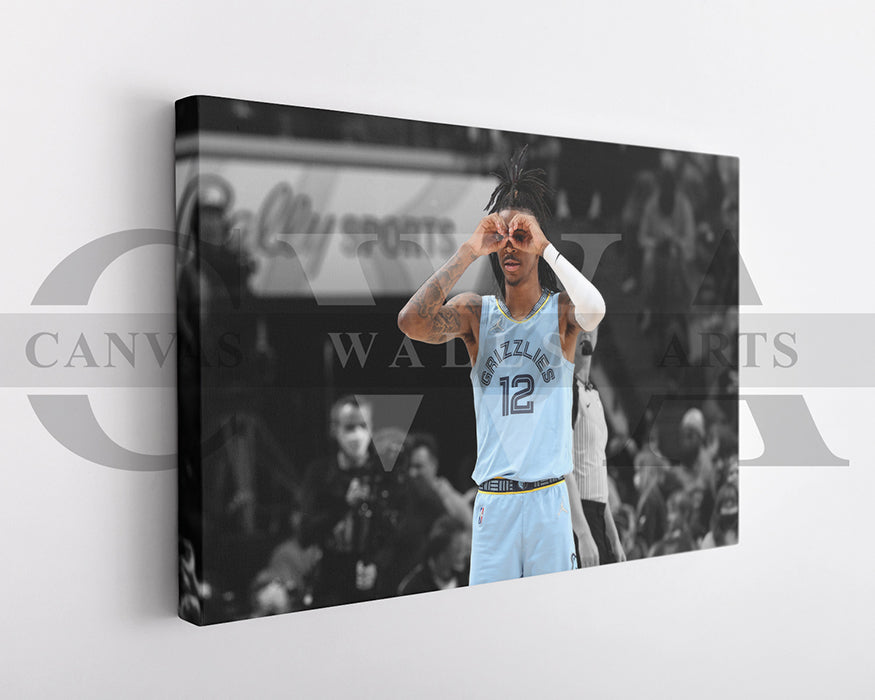 Ja Morant Black & White Canvas Art Basketball Canvas Wall Art