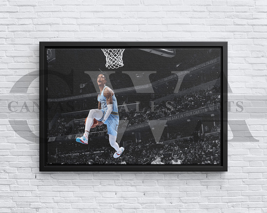 Ja Morant Black & White Canvas Art Basketball Canvas Wall Art