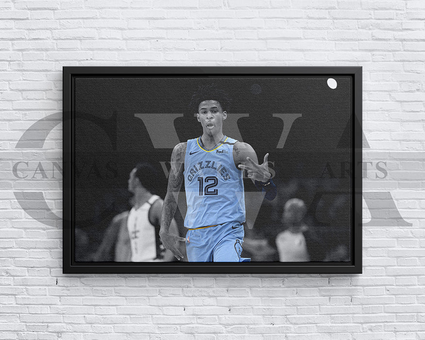 Ja Morant Black & White Canvas Art Basketball Canvas Wall Art