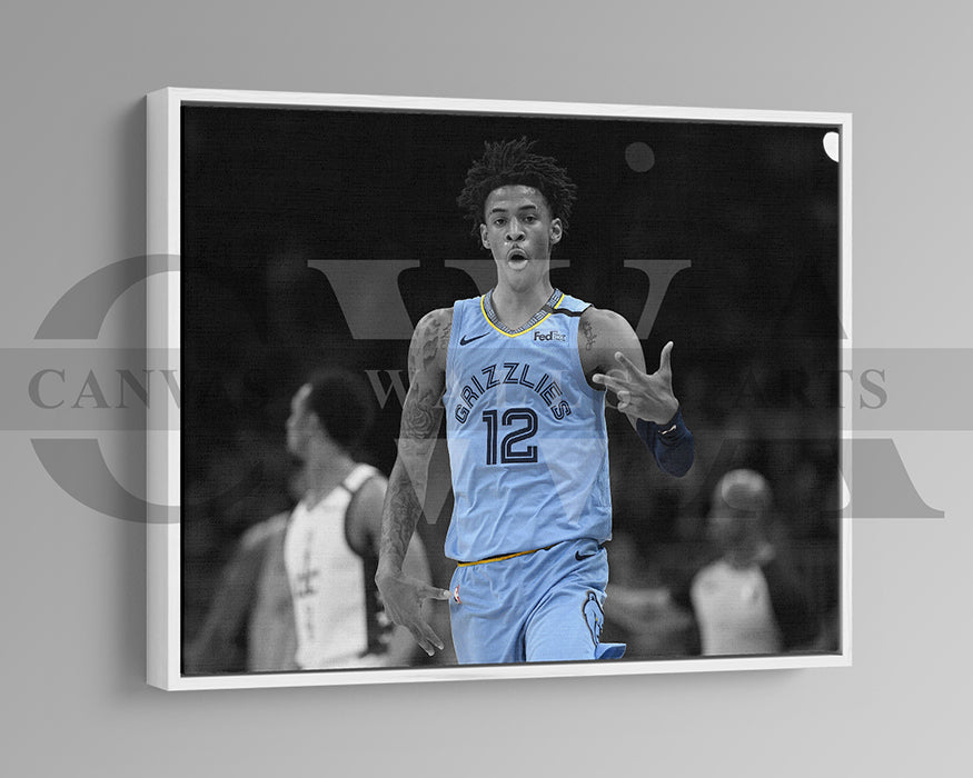 Ja Morant Black & White Canvas Art Basketball Canvas Wall Art