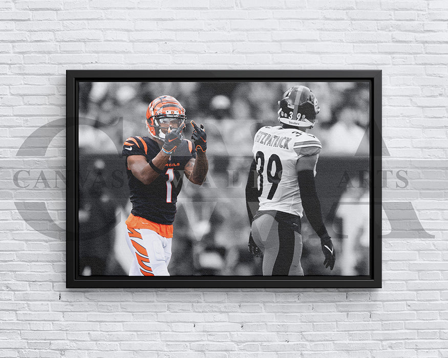 Ja'Marr Chase Black & White Canvas Art American Football Canvas Wall Art