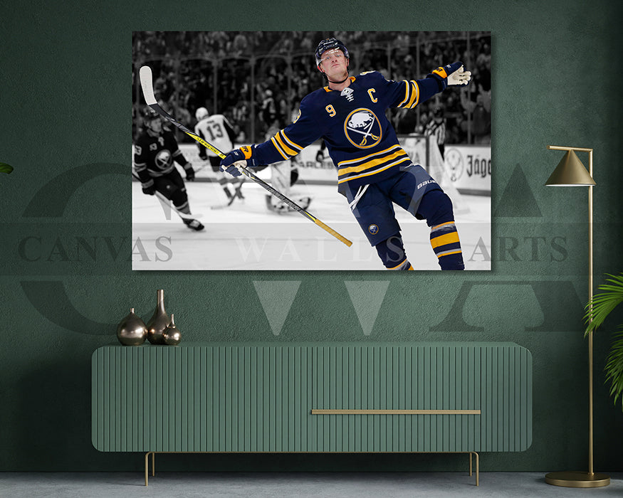 Jack Hughes Black & White Canvas Art Ice hockey Canvas Wall Art
