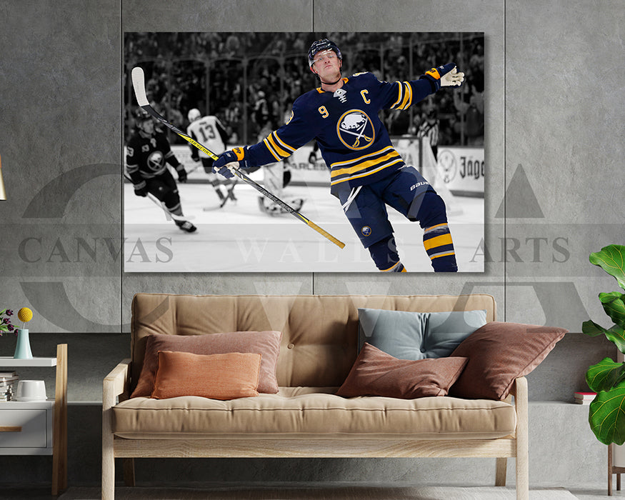 Jack Hughes Black & White Canvas Art Ice hockey Canvas Wall Art