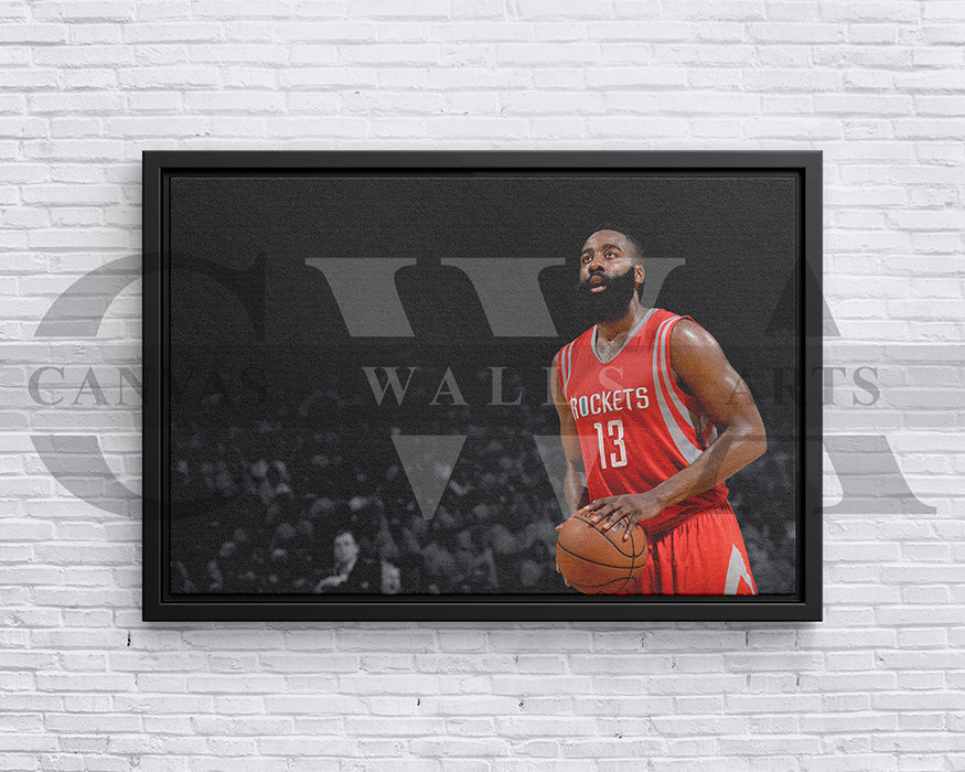 James Harden Black & White Canvas Art Basketball Canvas Wall Art