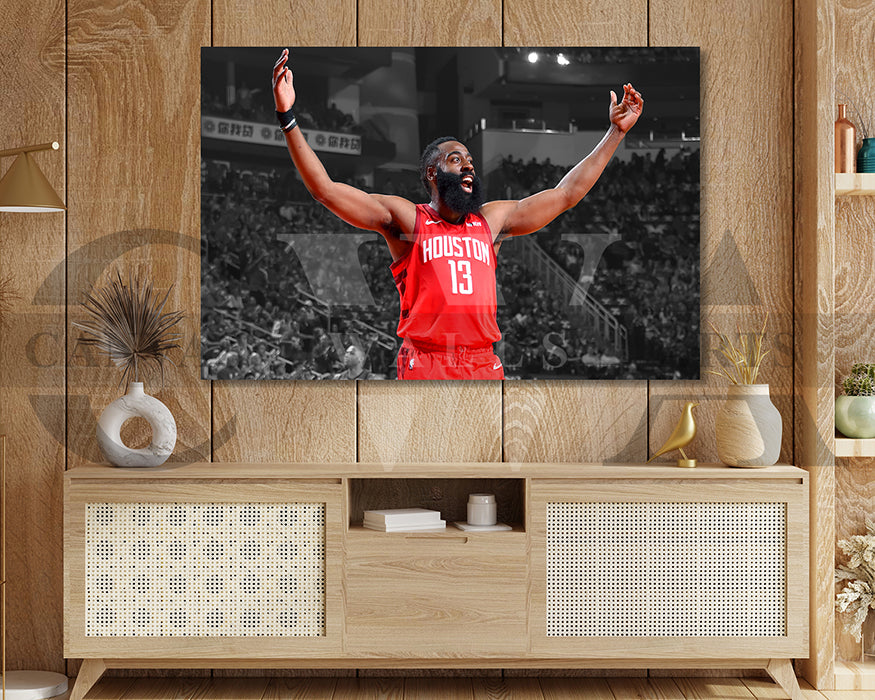 James Harden Black & White Canvas Art Basketball Canvas Wall Art