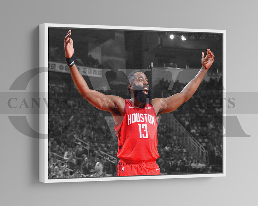 James Harden Black & White Canvas Art Basketball Canvas Wall Art