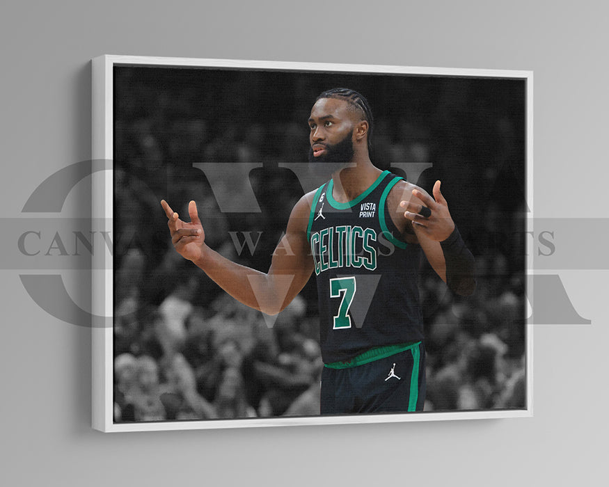 Jaylen Brown Black & White Canvas Art Basketball Canvas Wall Art