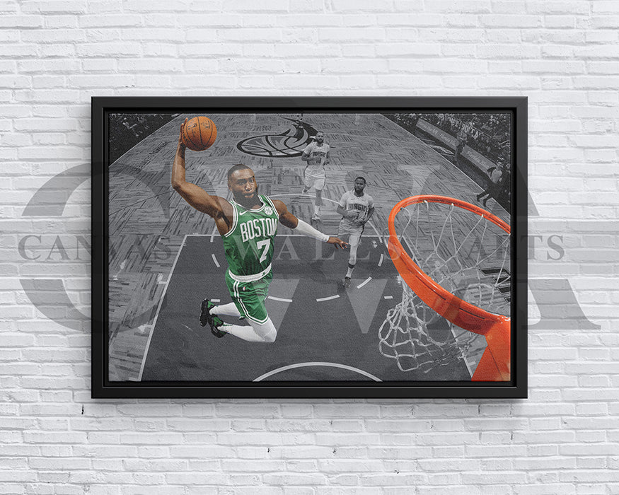 Jaylen Brown Black & White Canvas Art Basketball Canvas Wall Art