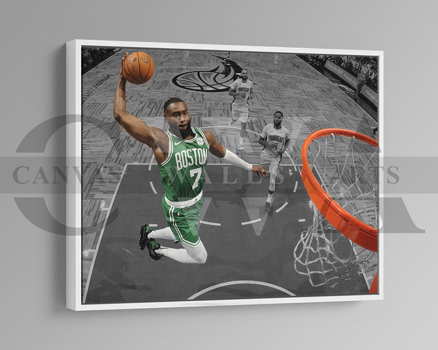 Jaylen Brown Black & White Canvas Art Basketball Canvas Wall Art