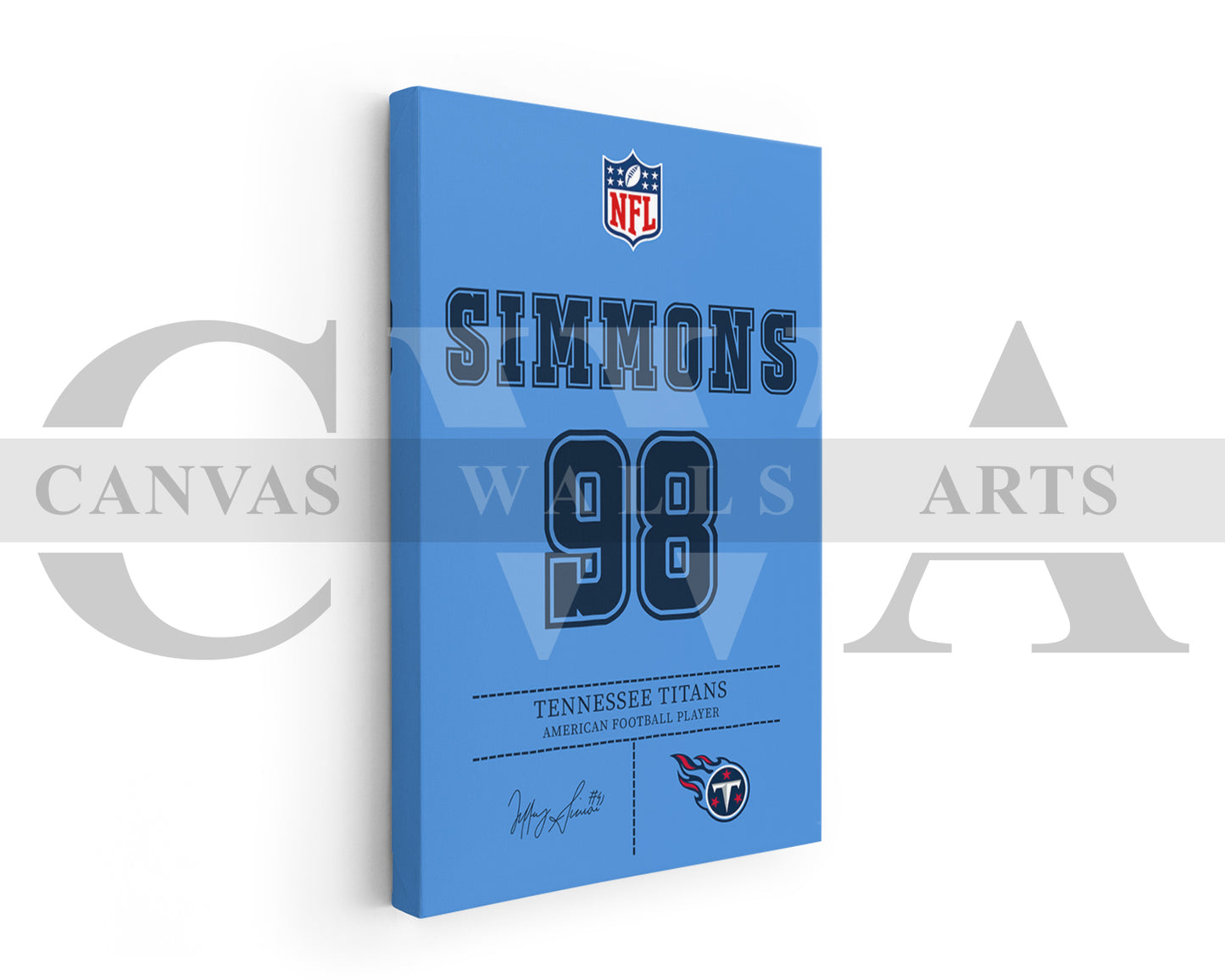 Jeffery Simmons Canvas Wall Art NFL Jersey Poster American Football Sports Canvas Wall Art