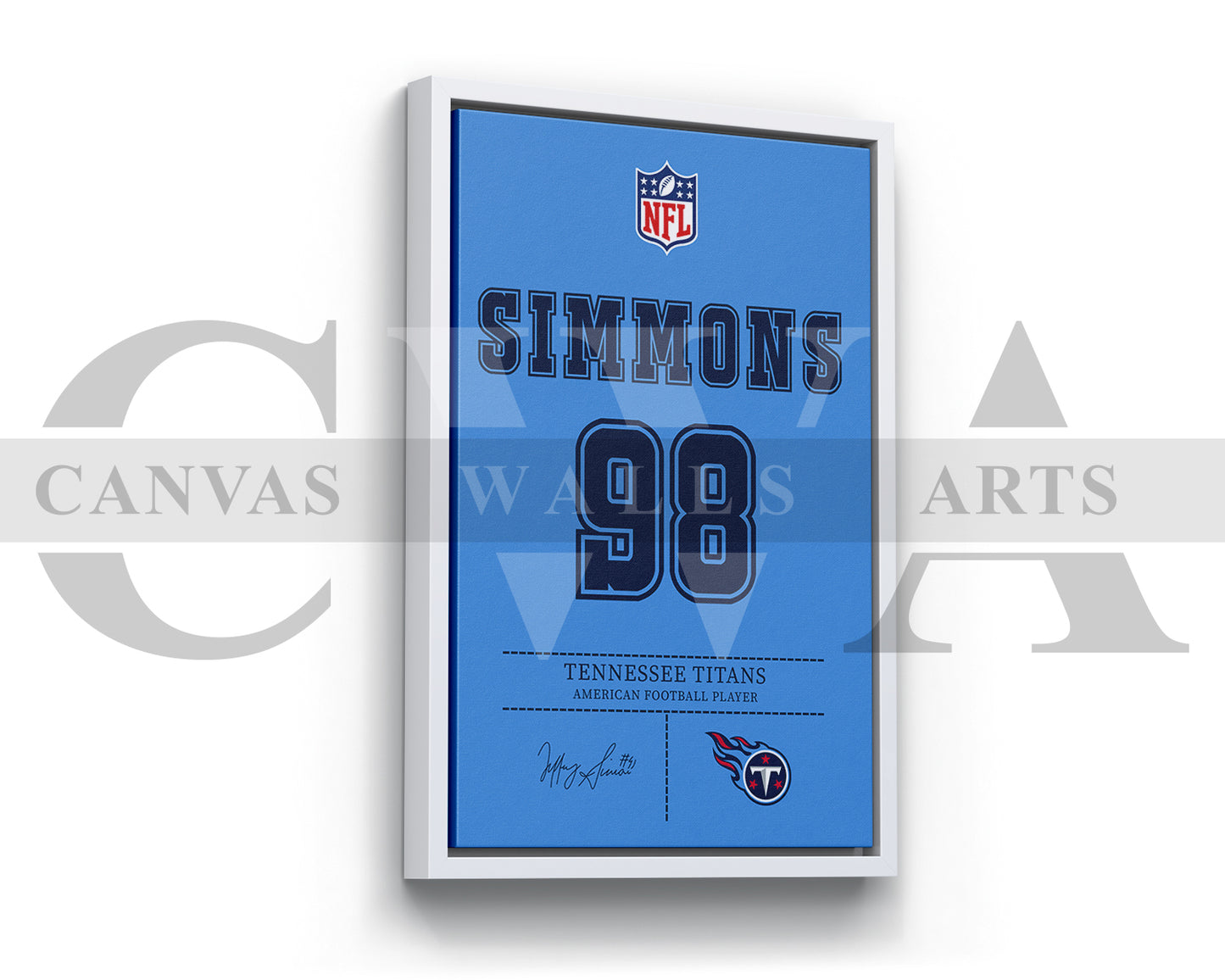 Jeffery Simmons Canvas Wall Art NFL Jersey Poster American Football Sports Canvas Wall Art