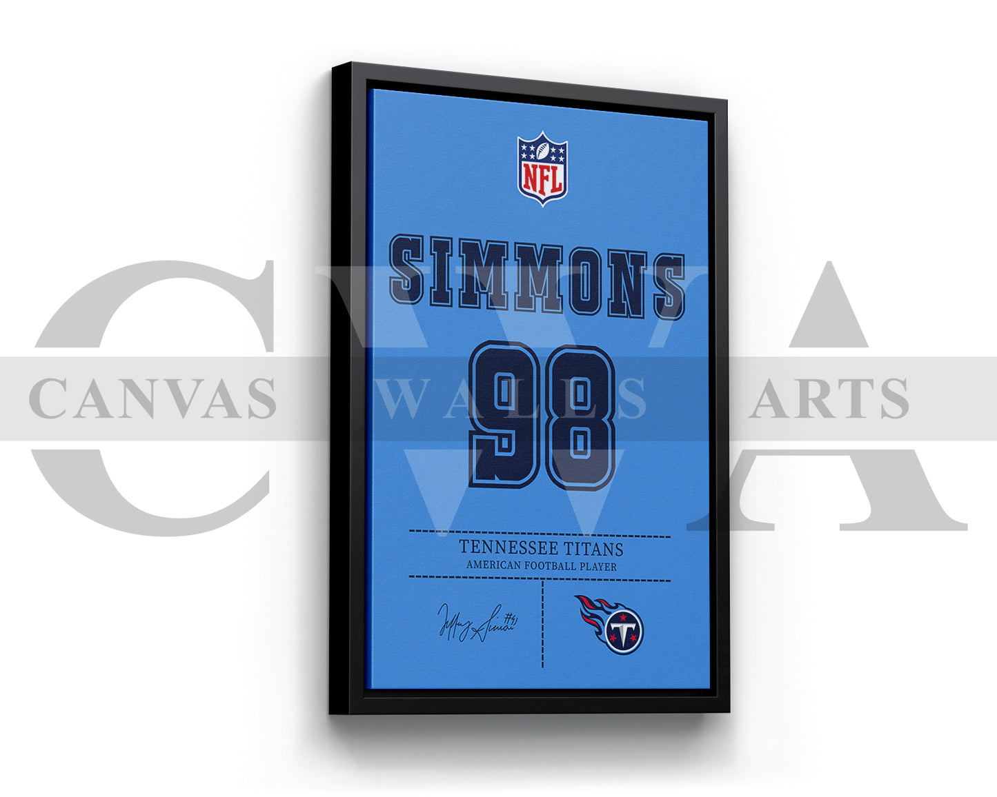 Jeffery Simmons Canvas Wall Art NFL Jersey Poster American Football Sports Canvas Wall Art